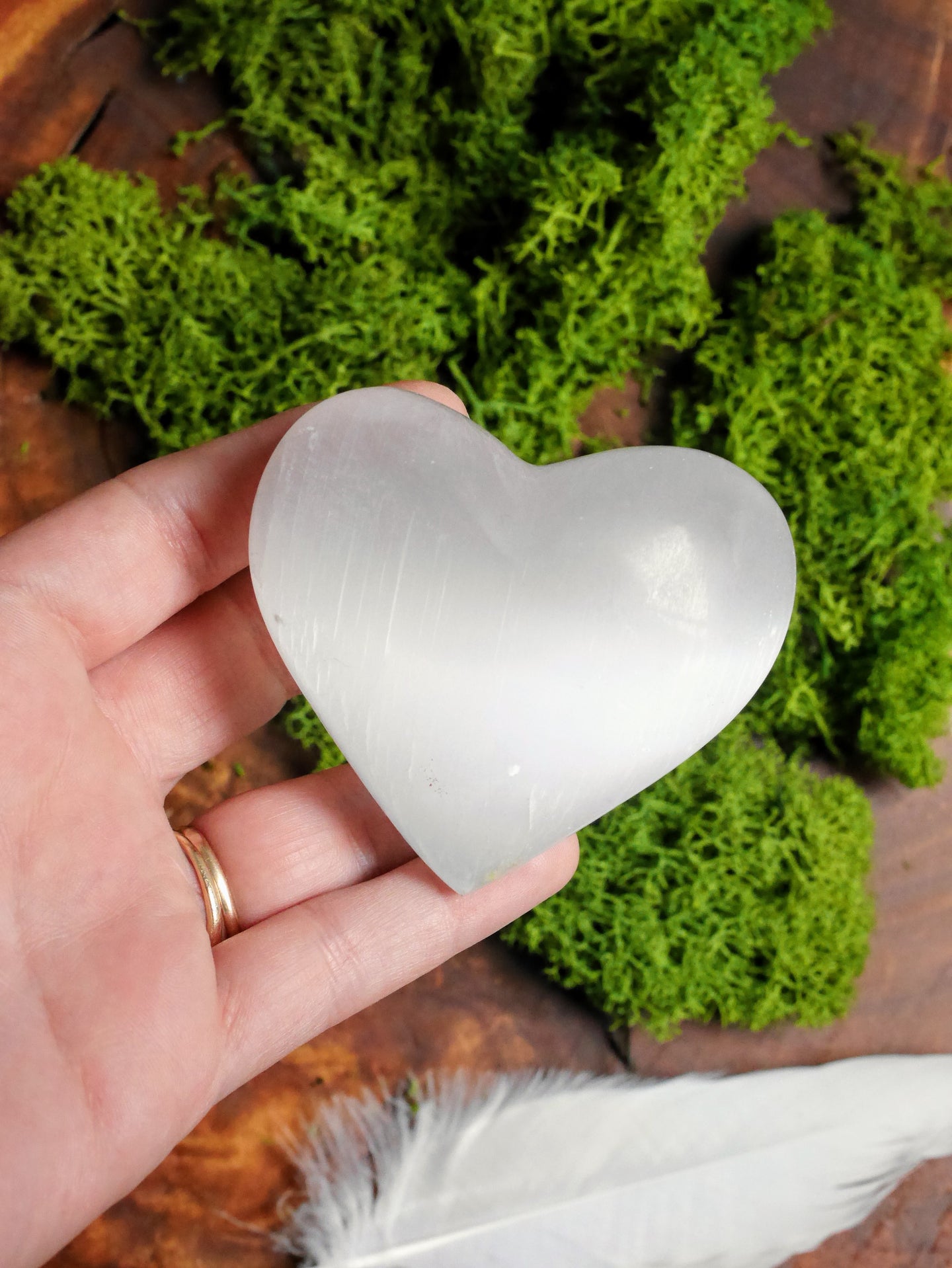 Selenite Heart Carving