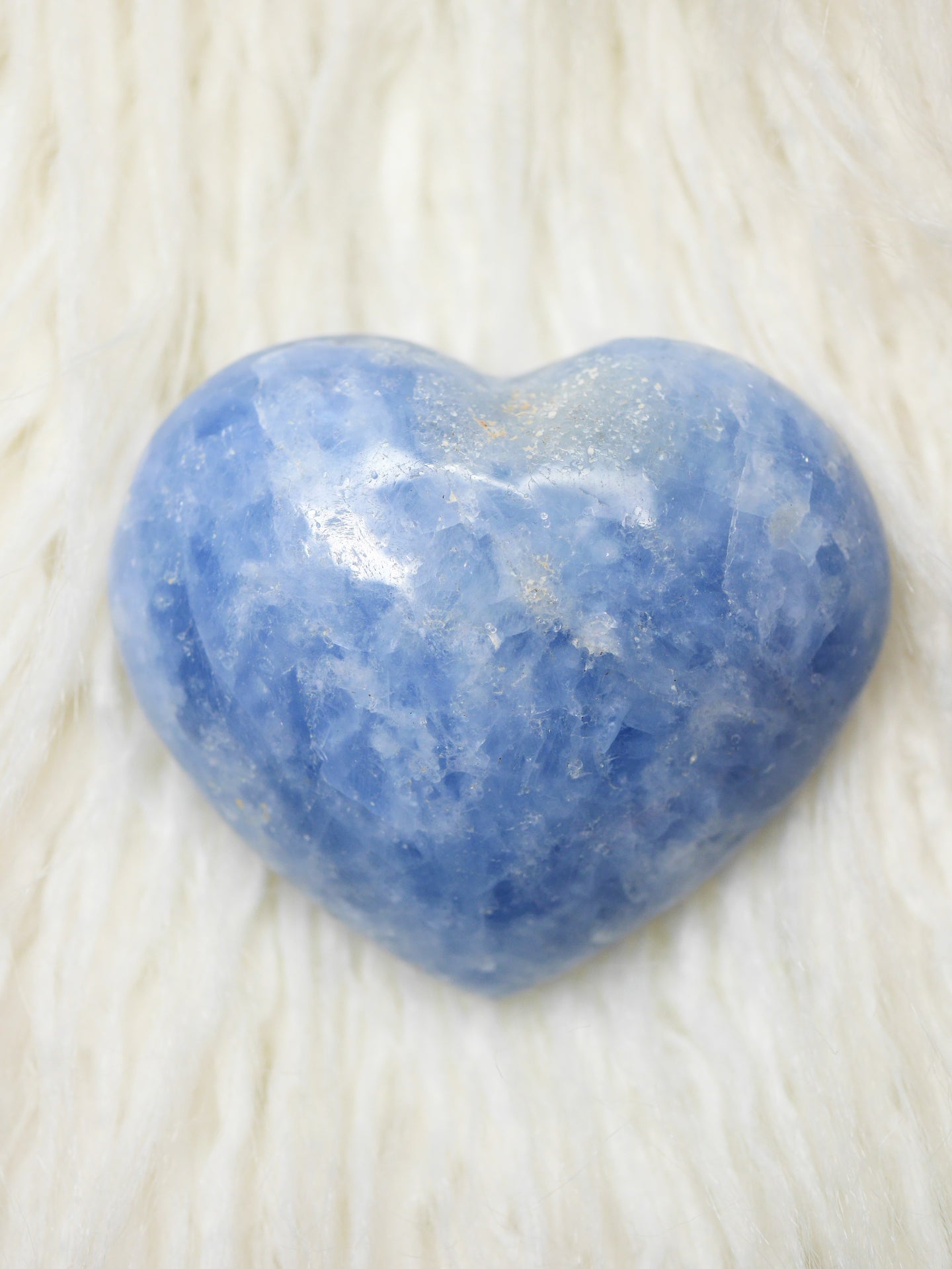 Blue calcite Heart Carving