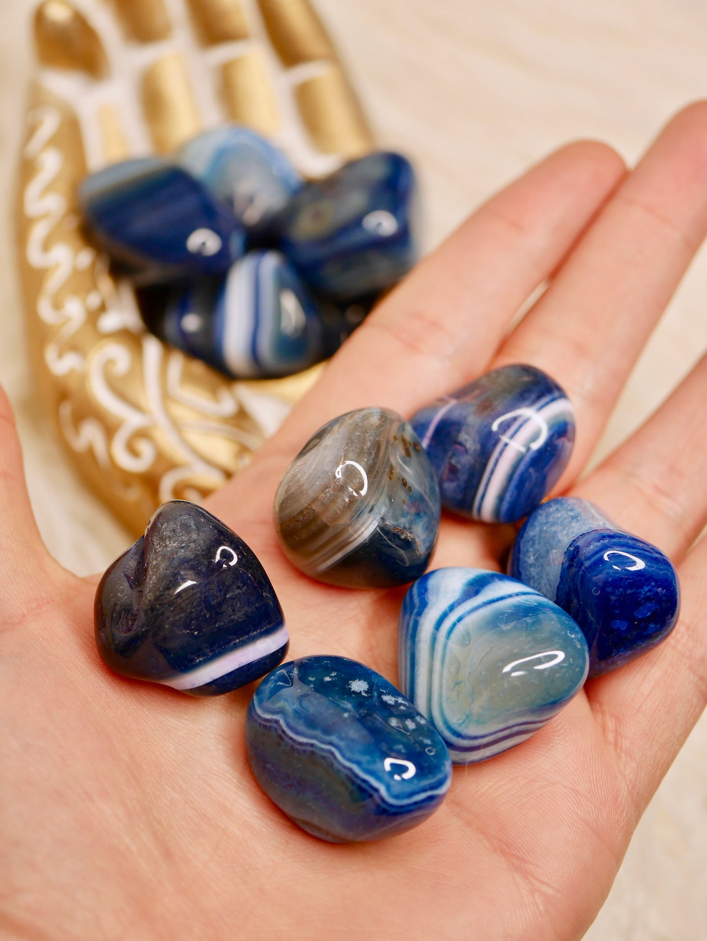 Blue agate Tumbled Stones