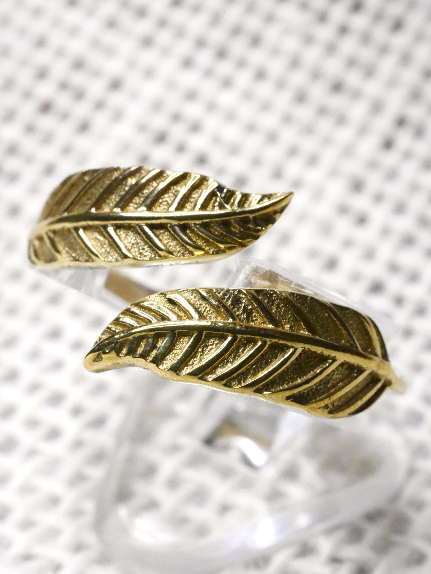 Adjustable Feather/Leaf Brass Ring