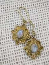 Load image into Gallery viewer, Brass Moonstone Earrings
