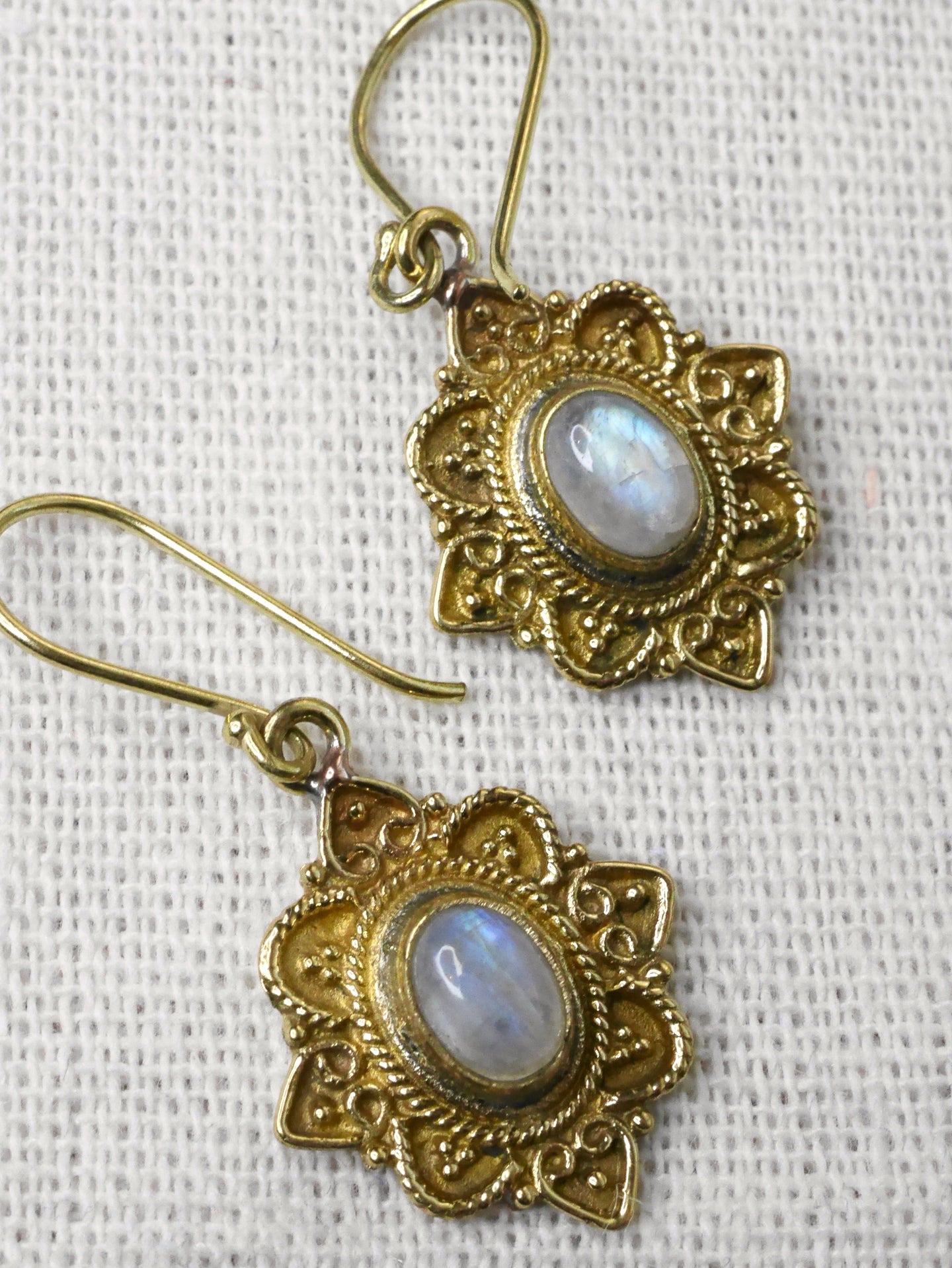 Brass Moonstone Earrings