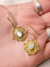 Load image into Gallery viewer, Brass Moonstone Earrings
