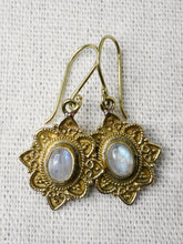 Load image into Gallery viewer, Brass Moonstone Earrings
