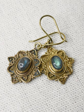Load image into Gallery viewer, Brass Labradorite Earrings

