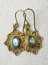 Load image into Gallery viewer, Brass Labradorite Earrings
