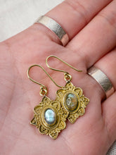 Load image into Gallery viewer, Brass Labradorite Earrings
