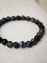 Load image into Gallery viewer, Snowflake Obsidian Bracelet 6mm
