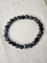 Load image into Gallery viewer, Snowflake Obsidian Bracelet 6mm
