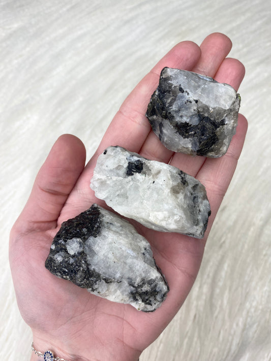 Raw Moonstone with Black Tourmaline