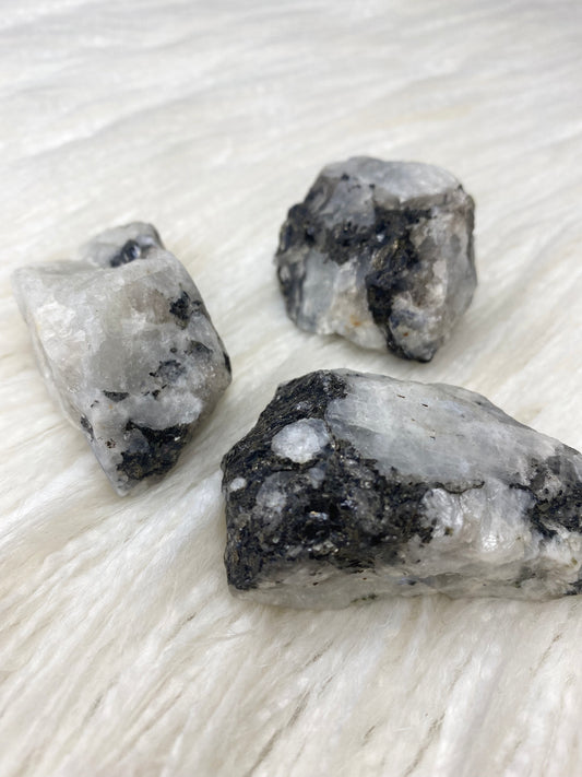 Raw Moonstone with Black Tourmaline