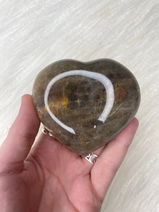 Large Black Moonstone Heart