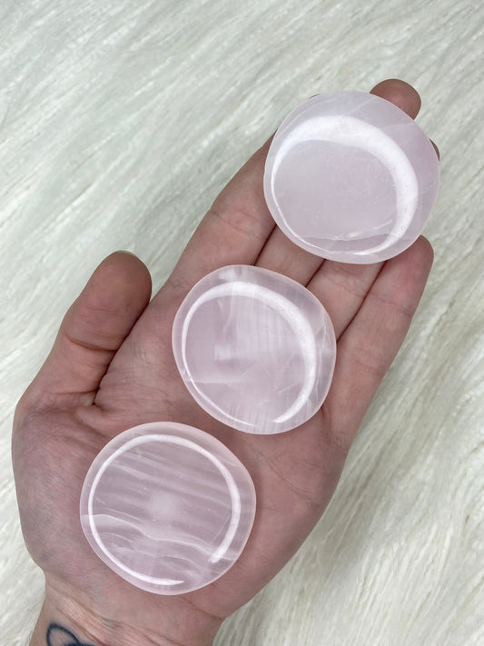 Pink Calcite Palm Stone