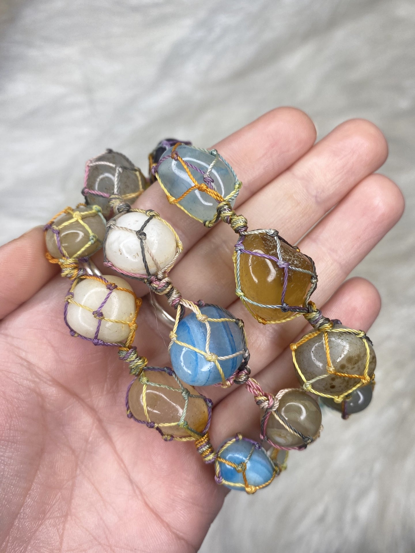 Agate Macrame Tumble Bracelet