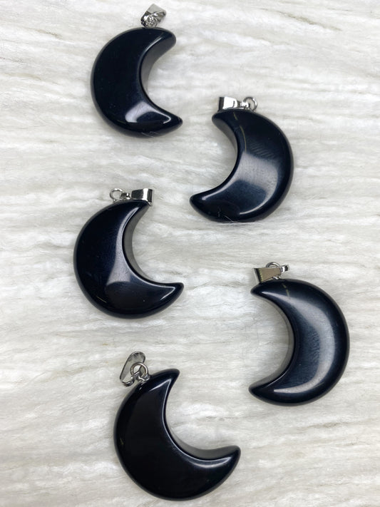 Obsidian Crescent Moon Necklace