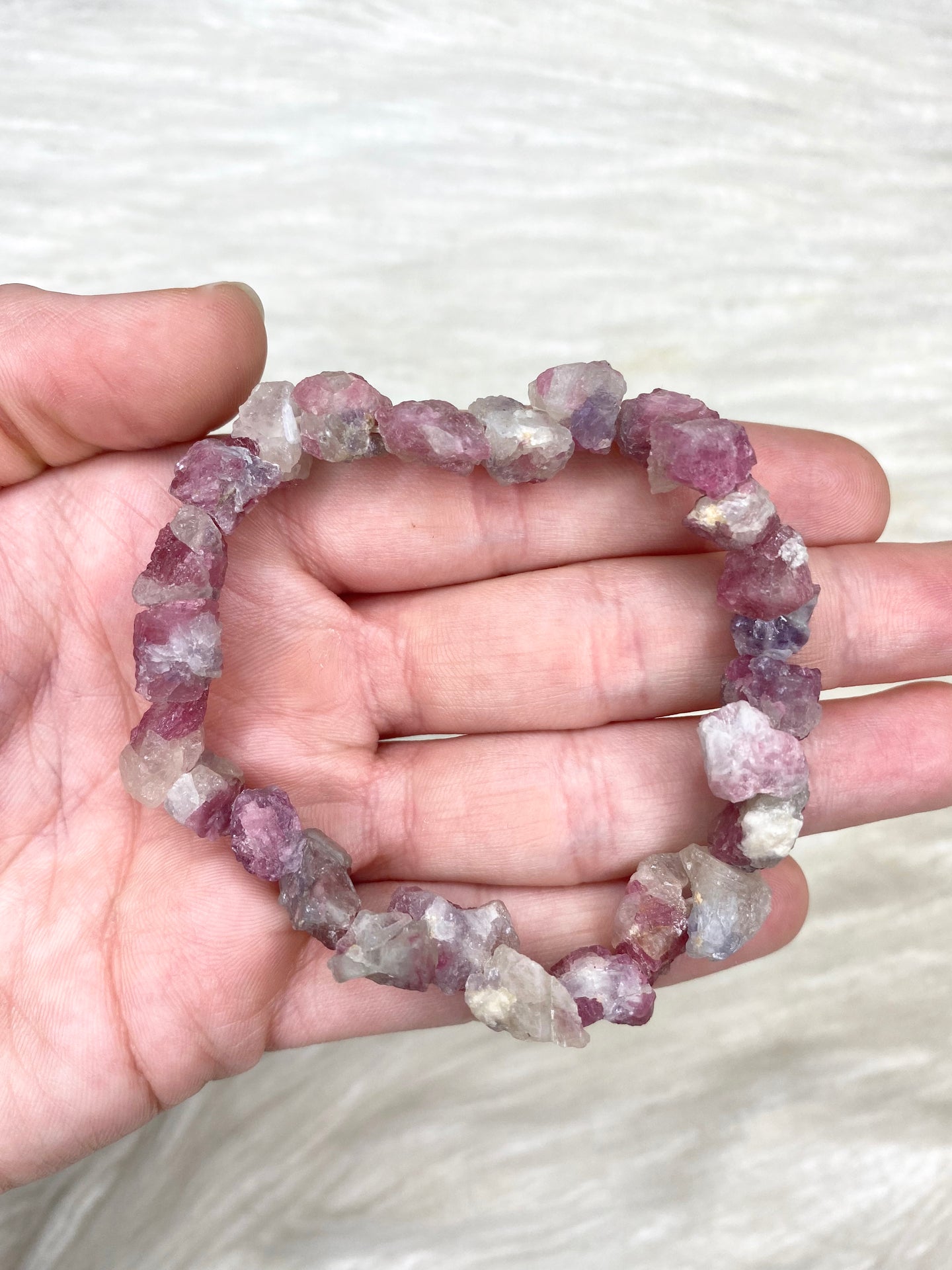 Pink Tourmaline Raw Chip Bracelet