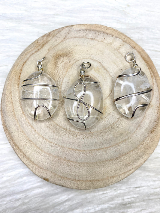 Quartz Oval Wire Wrap Necklace