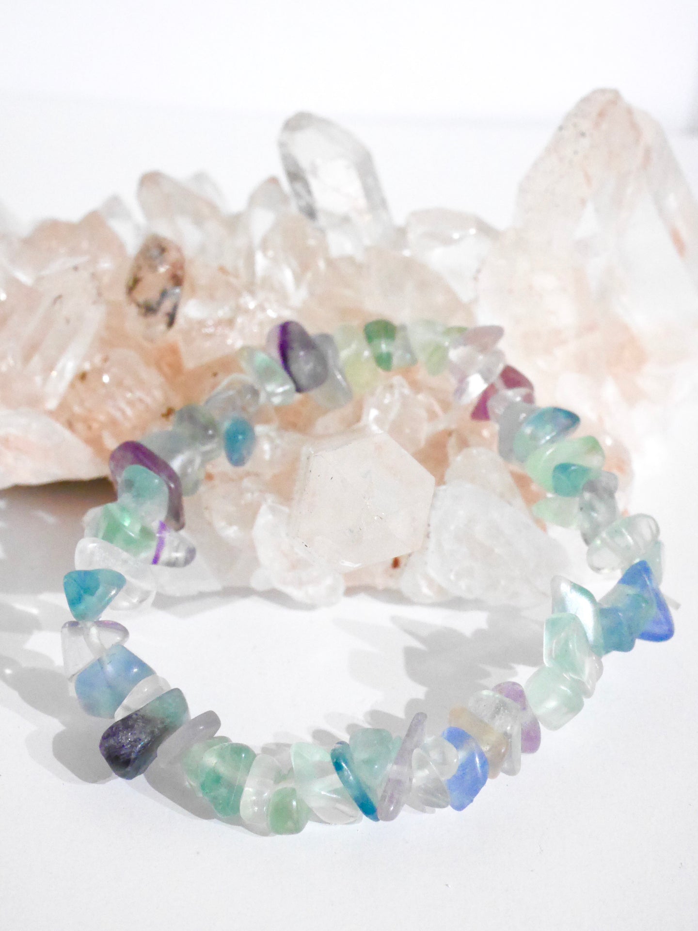Fluorite polished chip bracelet